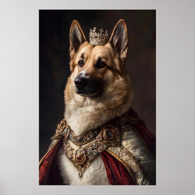Affiche Aristocratic German Shepherd Art, Renaissance Dog (Devant)