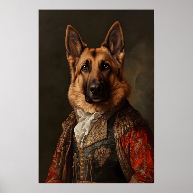 Affiche Aristocratic German Shepherd Print, Renaissance (Devant)