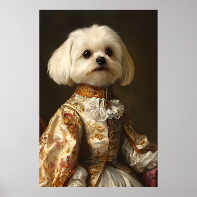 Affiche Aristocratic Maltese Dog Art Print, Renaissance (Devant)