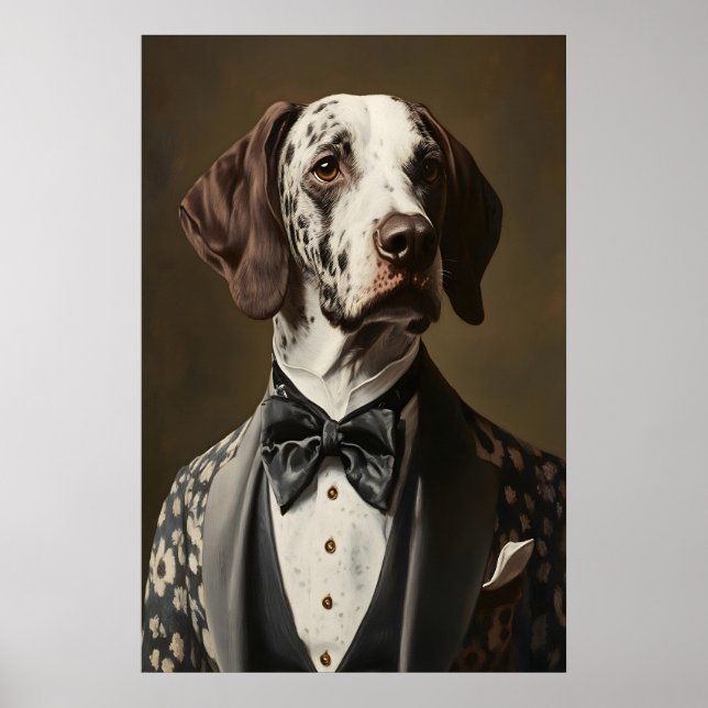 Affiche Aristocratic Pointer Dog Portrait, Funny Animal (Devant)