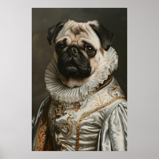 Affiche Aristocratic Pug Renaissance Portrait Print (Devant)