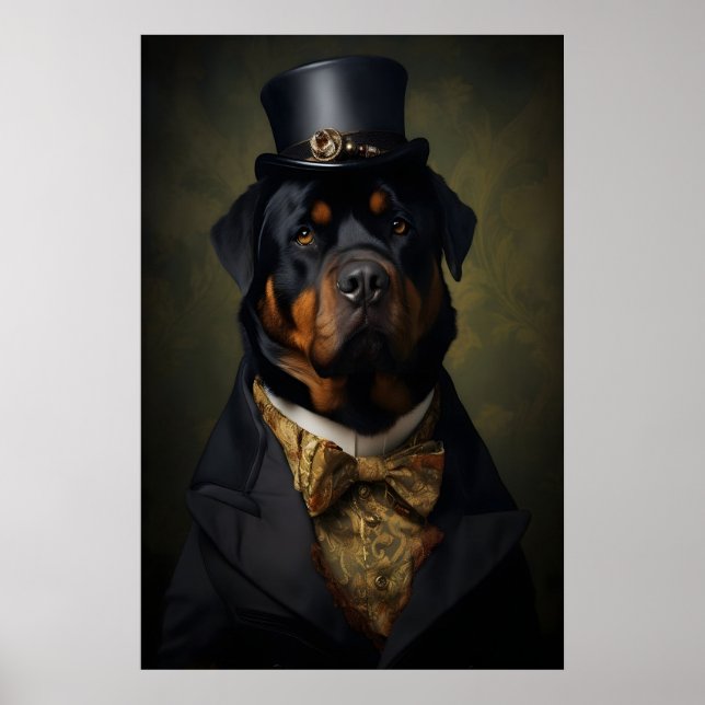 Affiche Aristocratic Rottweiler Print, Funny Renaissance (Devant)