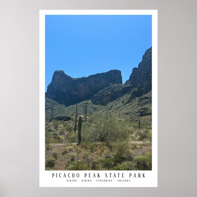 Affiche Arizona Desert Picacho Peak Randonnée moderne Vélo (Devant)