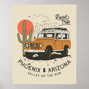 Affiche Arizona Desert Sunset Road Trip Cactus Phoenix