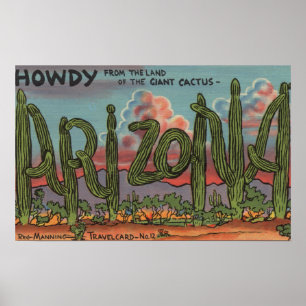 Affiche Arizona - Howdy de Arizona à Cactus Font