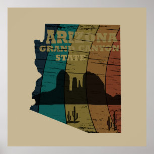 Affiche Arizona Sedona carte grand canyon paysage rétro