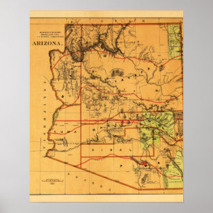Affiche Arizona TerritoireCarte panoramiqueArizona