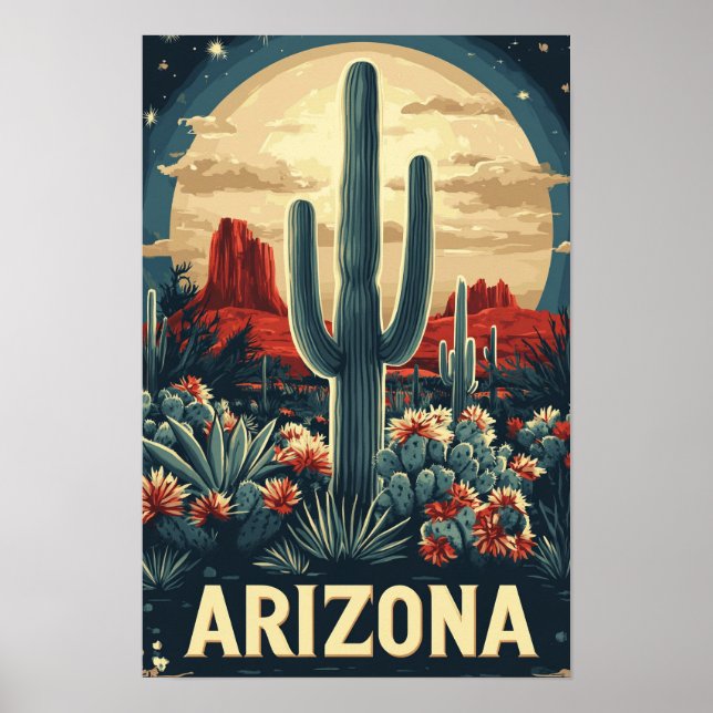 Affiche Arizona USA Art Vintage Illustration Travel (Devant)