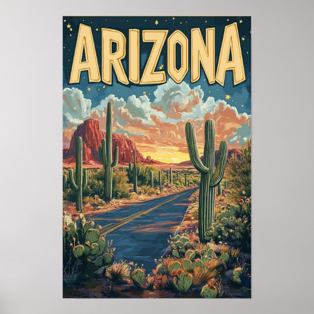 Affiche Arizona USA Vintage Illustration Travel (Devant)
