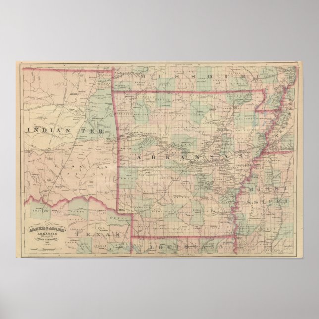 Affiche Arkansas et une partie du territoire indien (Devant)