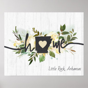 Affiche Arkansas État Personnalisé Votre Ville Natale Rust