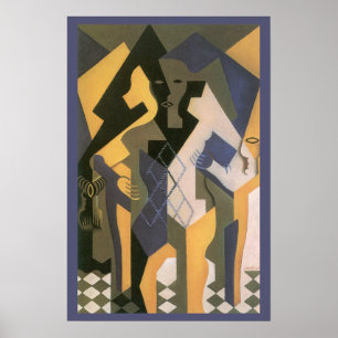 Affiche Arlequin à une table de Juan Gris, Cubisme Vintage