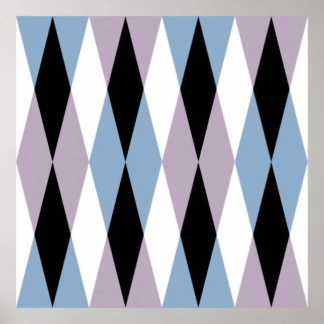 Affiche Arlequin Diamond Motif - Bleu et Dusty Lilac (Devant)