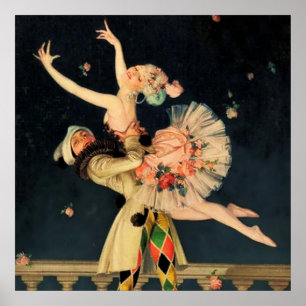 Affiche "Arlequin et Columbine" par FX Leyendecker