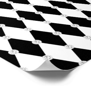 Affiche Arlequin noir blanc Rhombus forme diamant