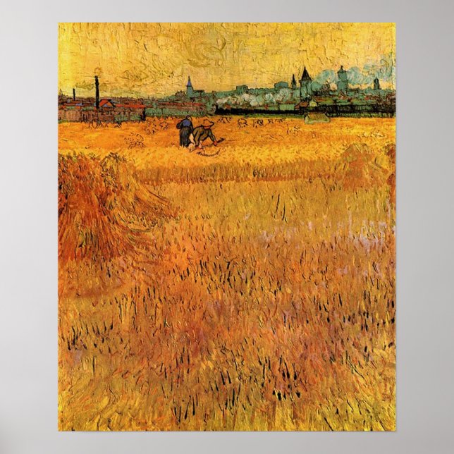 Affiche Arles Vue des champs de blé. Vincent van Gogh (Devant)