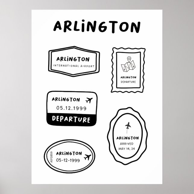 Affiche Arlington - Collection de timbres de voyage | Mini (Devant)