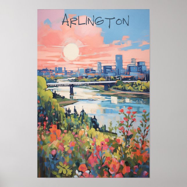 Affiche Arlington Dallas Texas Ville de voyage esthétique (Devant)