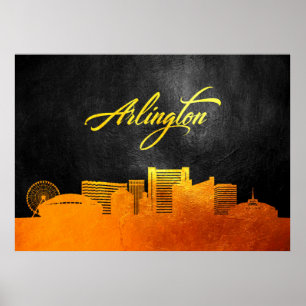 Affiche Arlington Texas Gold Skyline