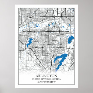Affiche Arlington Texas USA City Plan de la ville