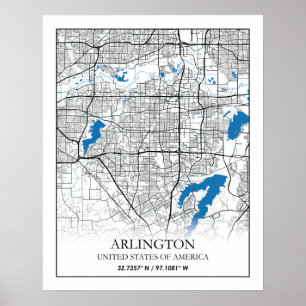 Affiche Arlington Texas USA City Plan de la ville