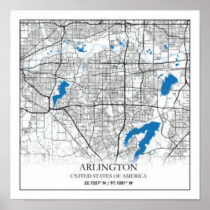 Affiche Arlington Texas USA City Plan de la ville