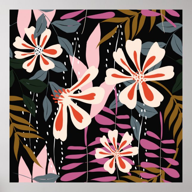 Affiche Armature Abstraite de surface fleurie motif sans s (Devant)