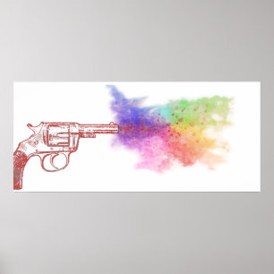 Affiche arme à feu du smokin de l'amour : arc-en-ciel :