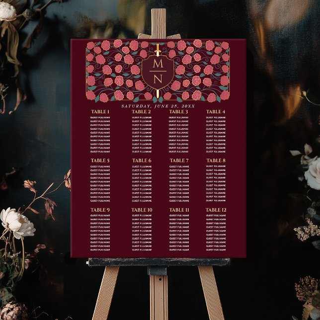 Affiche Arme et Bouclier Monogramme médiéval Carte de sièg (Créateur téléchargé)