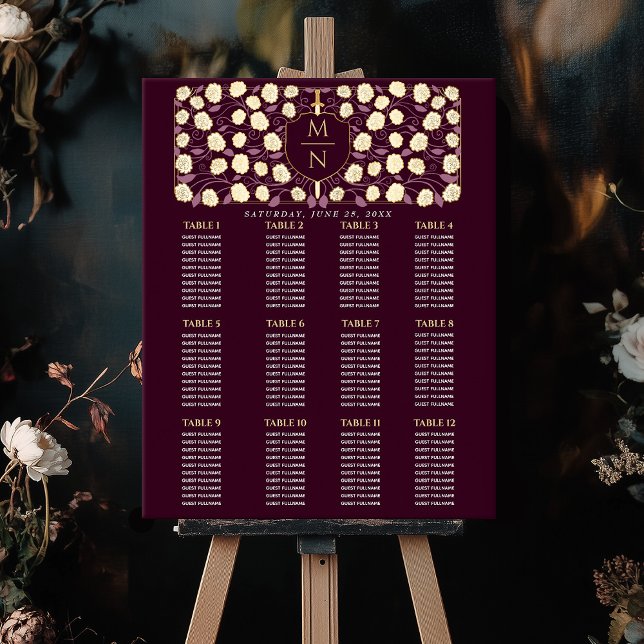 Affiche Arme et Bouclier Monogramme médiéval Carte de sièg (Créateur téléchargé)