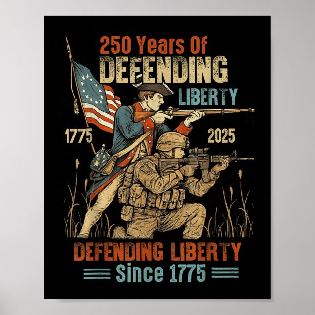 Affiche Armée américaine 250e anniversaire Défendre la lib (Devant)