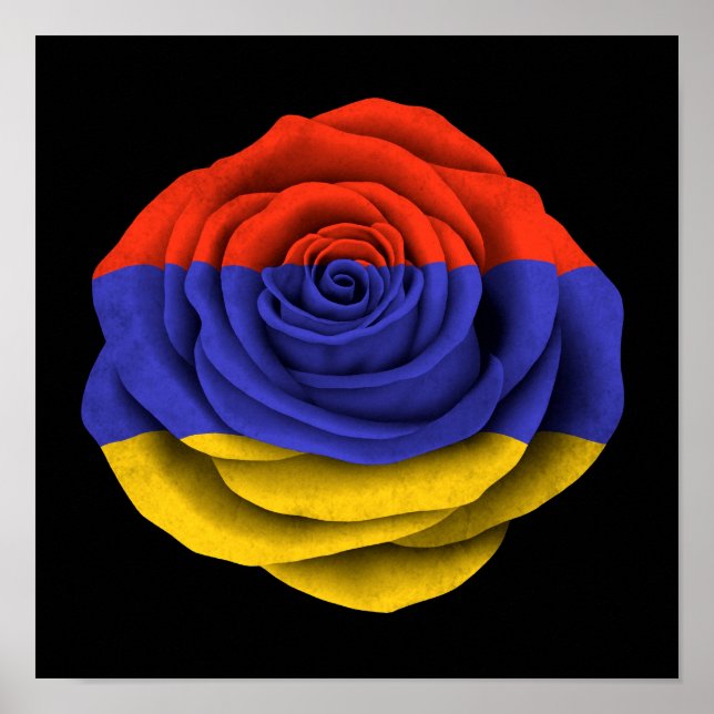Affiche Armenian Rose Flag on Black (Devant)