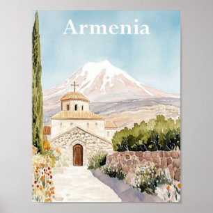 Affiche Arménie Aquarelle Peinture Voyage