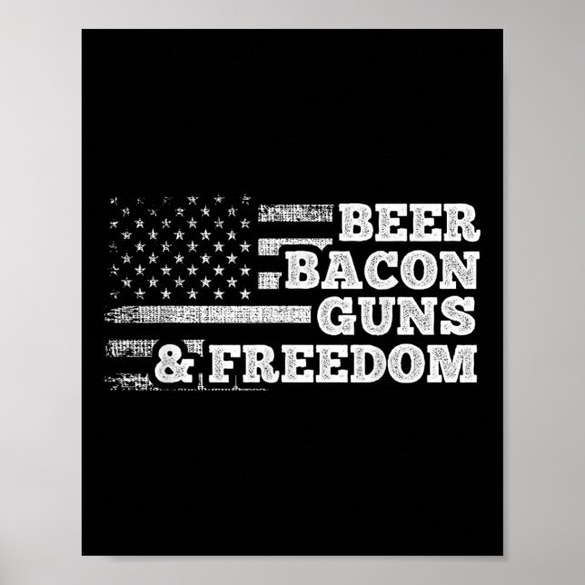Affiche Armes À Bacon Et Drapeau Américain Liberté (Devant)