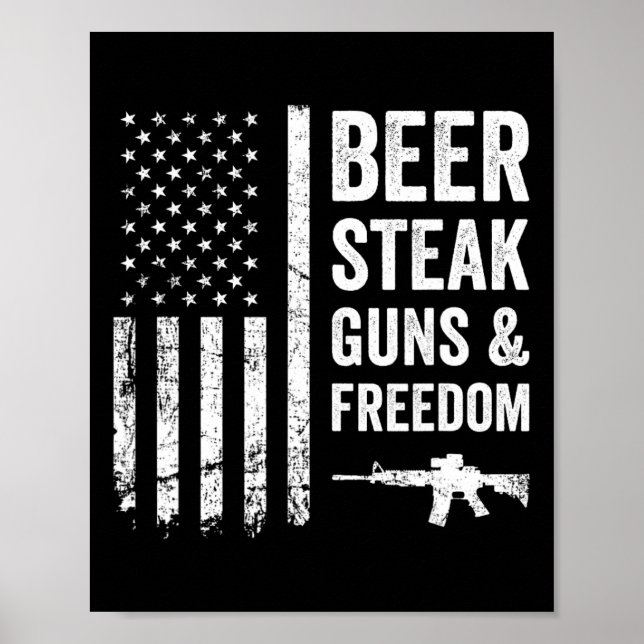 Affiche Armes À Vapeur De Bière Et Liberté - Usa Bbq Ameri (Devant)