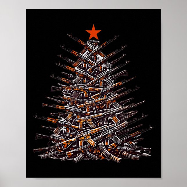 Affiche Armes De Noël Arbre Drôle Noël 2024 Cadeaux Pour A (Devant)