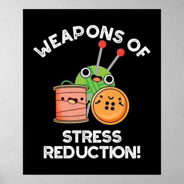 Affiche Armes De Stress Réduction Drôle Tricot Dark BG (Devant)