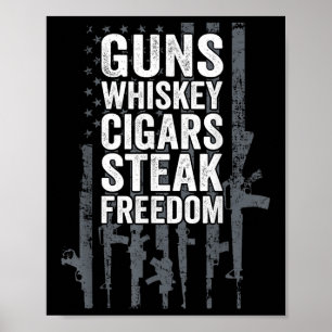 Affiche Armes Whiskey Cigars Steak Freedom - Drôle Boisson