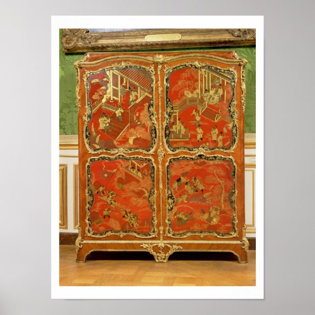 Affiche Armoire avec quatre panneaux de laque rouge de Chi (Devant)