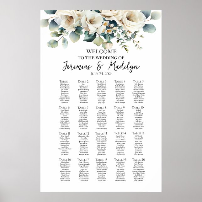 Affiche Armoire de mariage élégante et verdoyante 20 table (Devant)