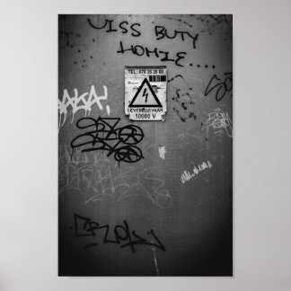 Affiche Armoire électrique noire et blanche belgique