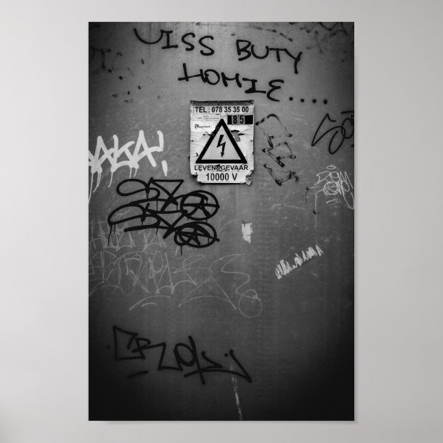 Affiche Armoire électrique noire et blanche belgique (Devant)