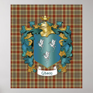 Affiche Armoiries de Gibson et Tartan