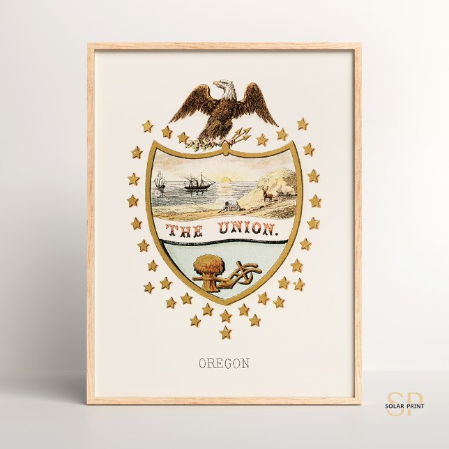 Affiche Armoiries de Henry Mitchell Oregon State 1876 Rare (Créateur téléchargé)