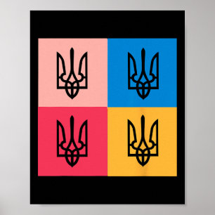Affiche Armoiries de l'Ukraine peintes dans un tournesol.