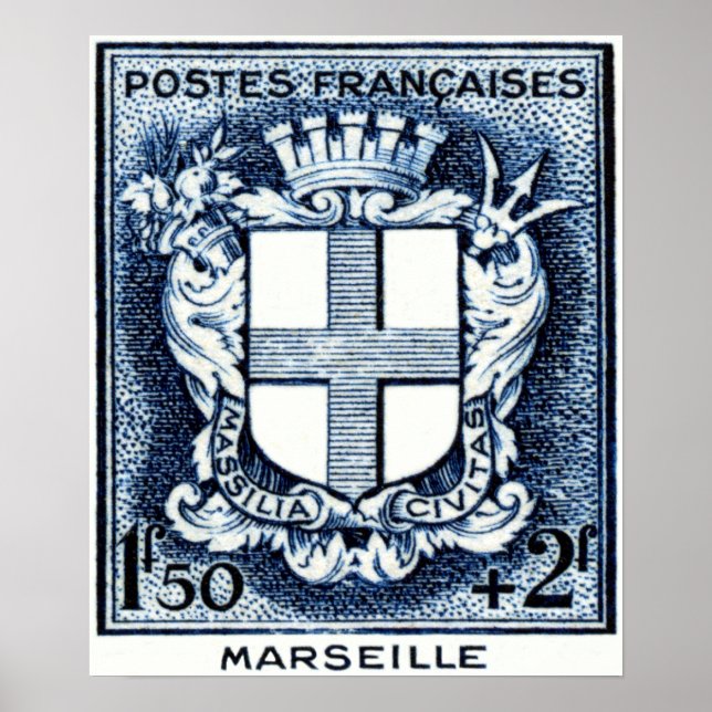 Affiche Armoiries de Marseille France (Devant)