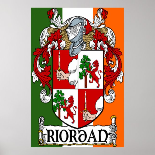 Affiche Armoiries de Riordan Drapeau irlandais Imprimer (Devant)