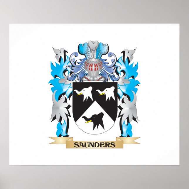 Affiche Armoiries de Saunders - Armoiries de famille (Devant)