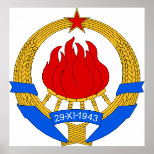 Affiche Armoiries de Yougoslavie Symbole officiel de l'hér