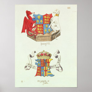 Affiche Armoiries d'Henri VII et d'Elizabeth d'York